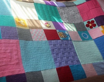 patchwork knitted blanket