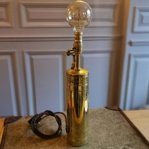 Upcycled Vintage brass fire extinguisher lamp. Man cave.