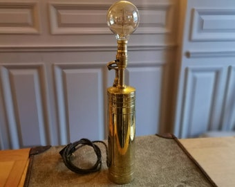 Upcycled Vintage brass fire extinguisher lamp. Man cave.