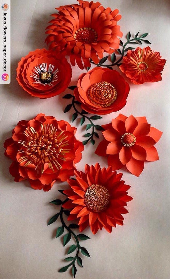Paper Flowers Wall Decor Nursery Flowers Decor Set Paper Etsy