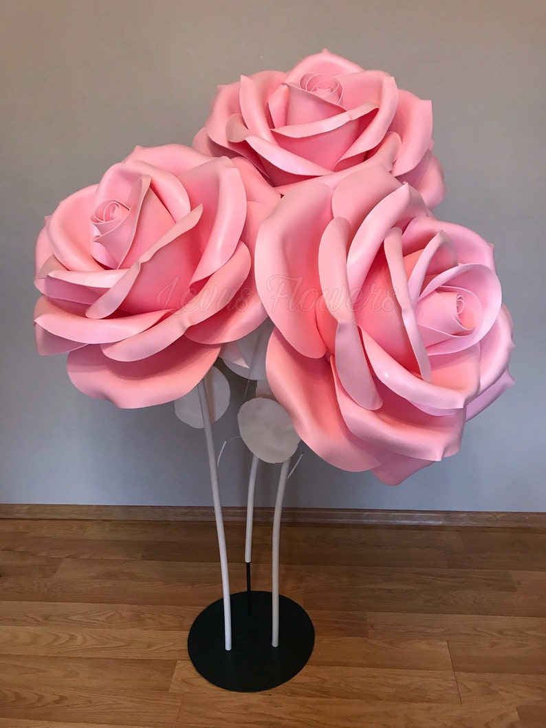 Giant Pink Paper Flower Foam Flower on Stem Large Paper Etsy