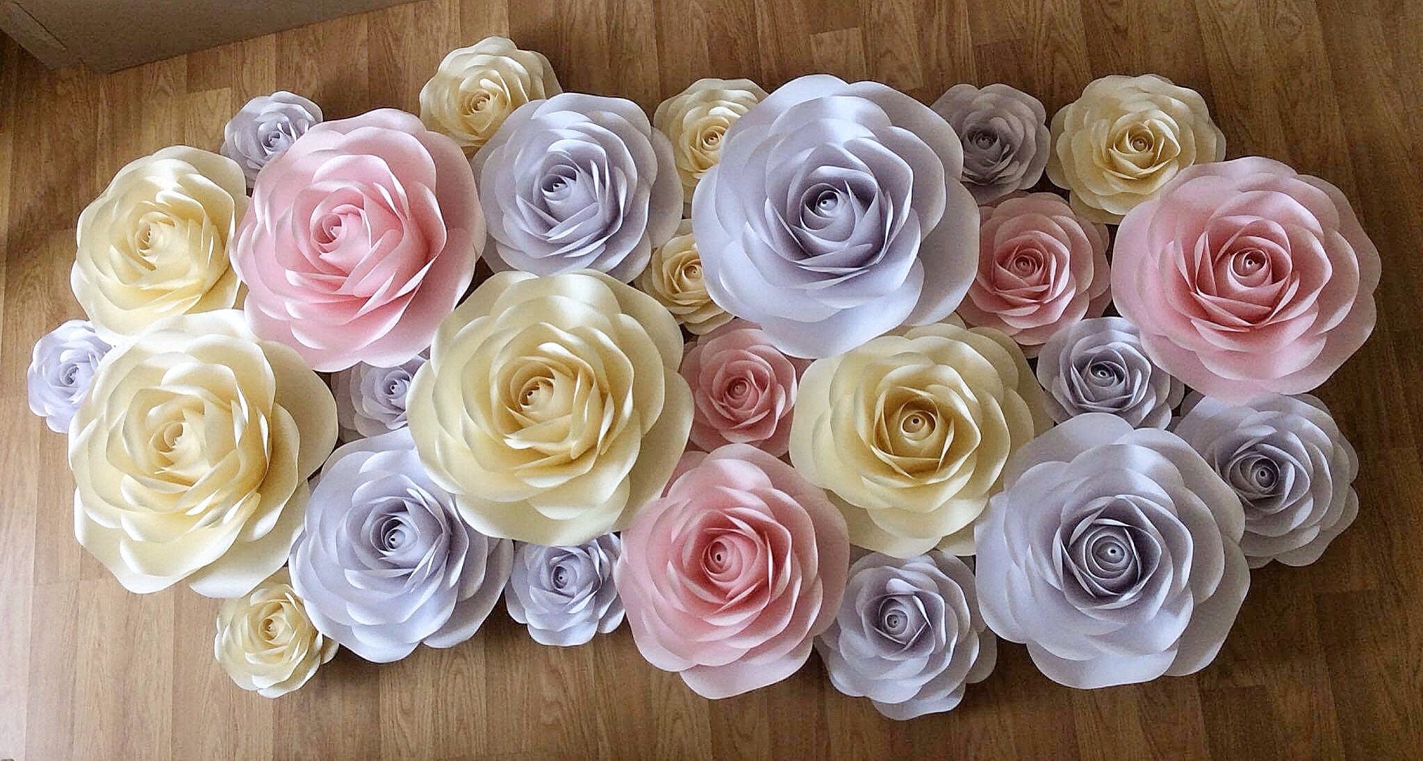 Paper Flowers Wedding Decor Set Paper Flowers Large Paper Etsy