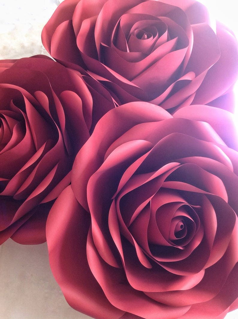 Burgundy Large Paper Flowers Large Paper Flowers Wall