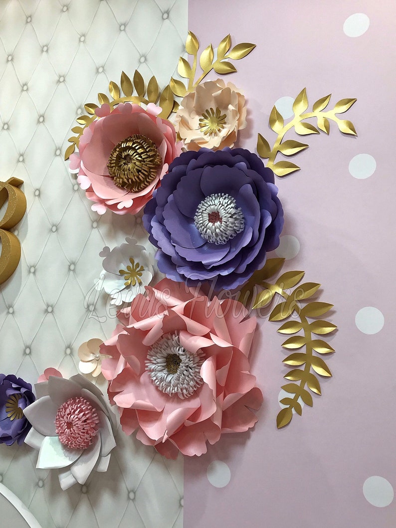 Paper Flowers Wall Decor Personalized Nursery Wall decor Etsy