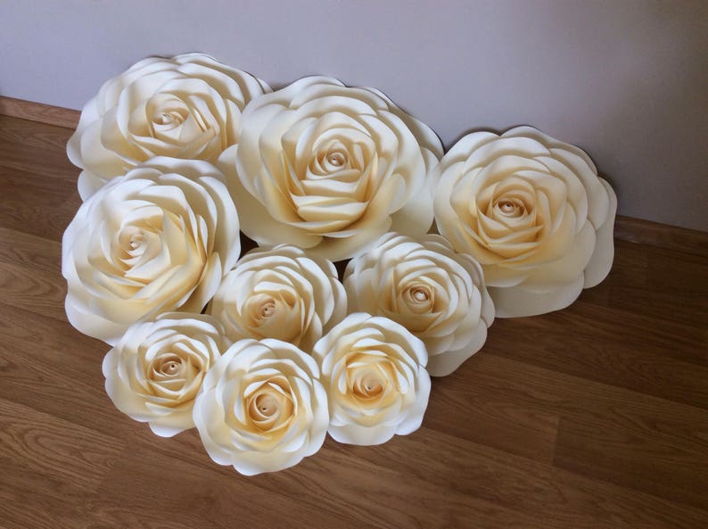 Paper Flowerswedding Decorset Paper Flowerslarge Paper Etsy