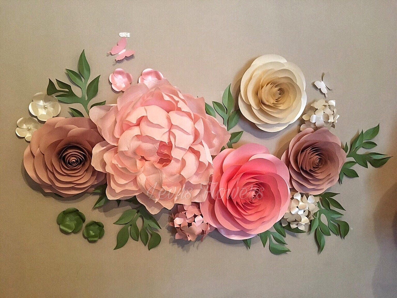 Paper Flowers Wall Decor Nursery Flowers Decor Set Paper Etsy