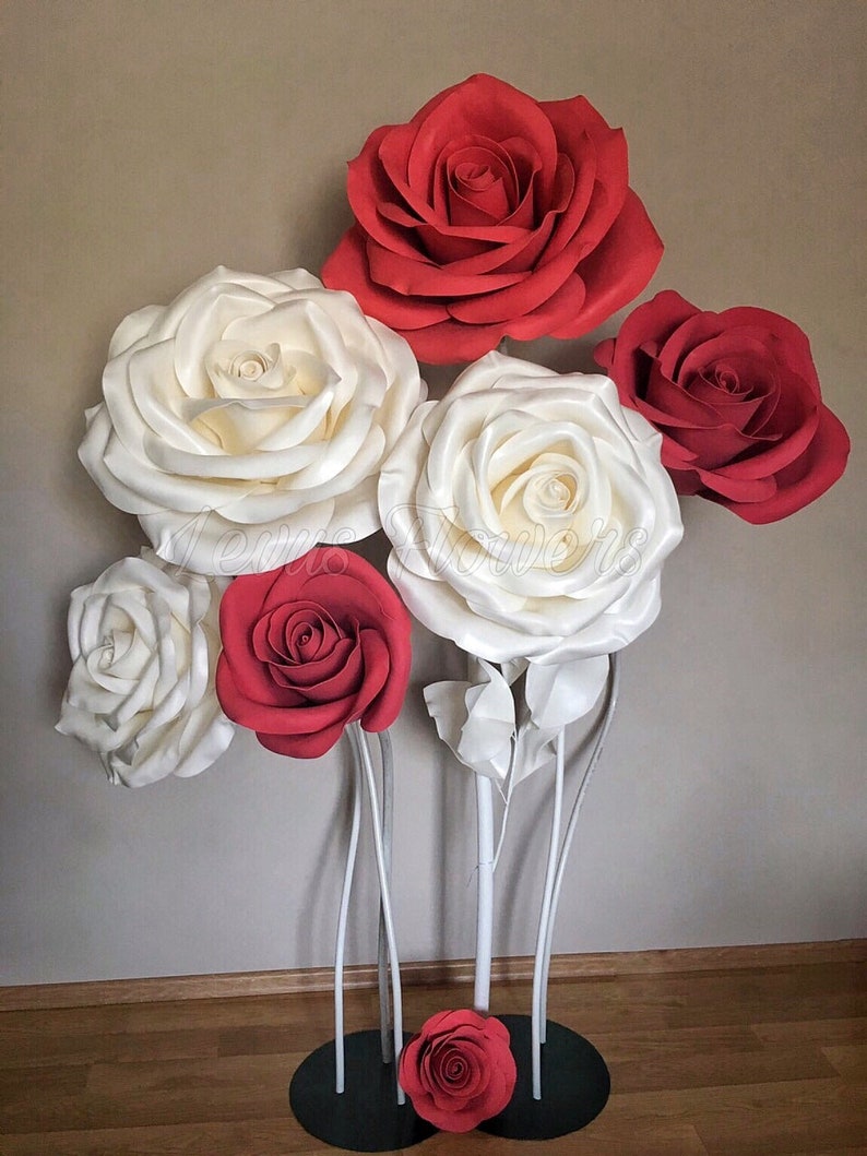 Giant Foam Standing Flowers Set Foam Flowers With Stems Etsy