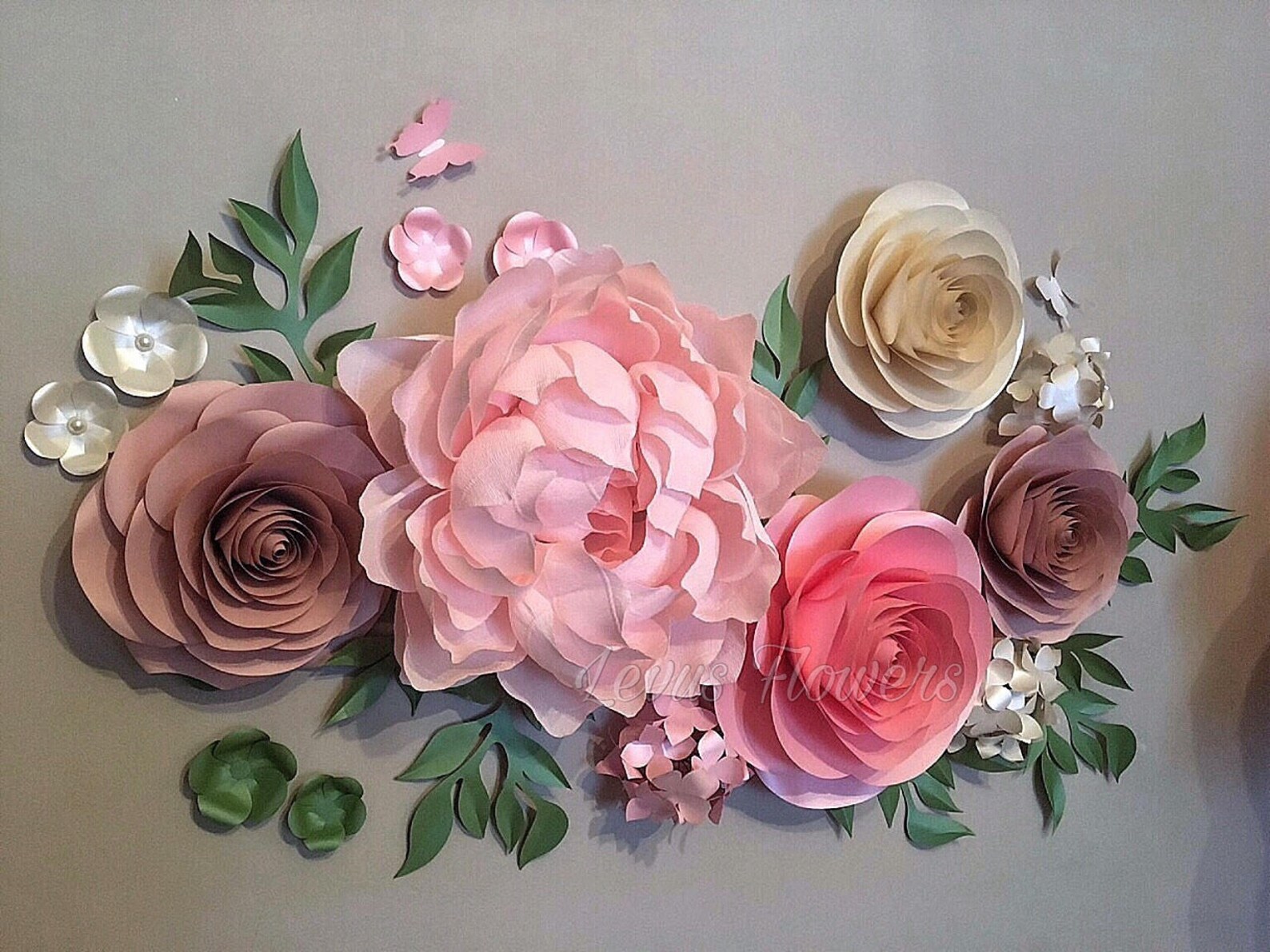 Paper Flowers Wall Decor Nursery Flowers Decor Set Paper Etsy