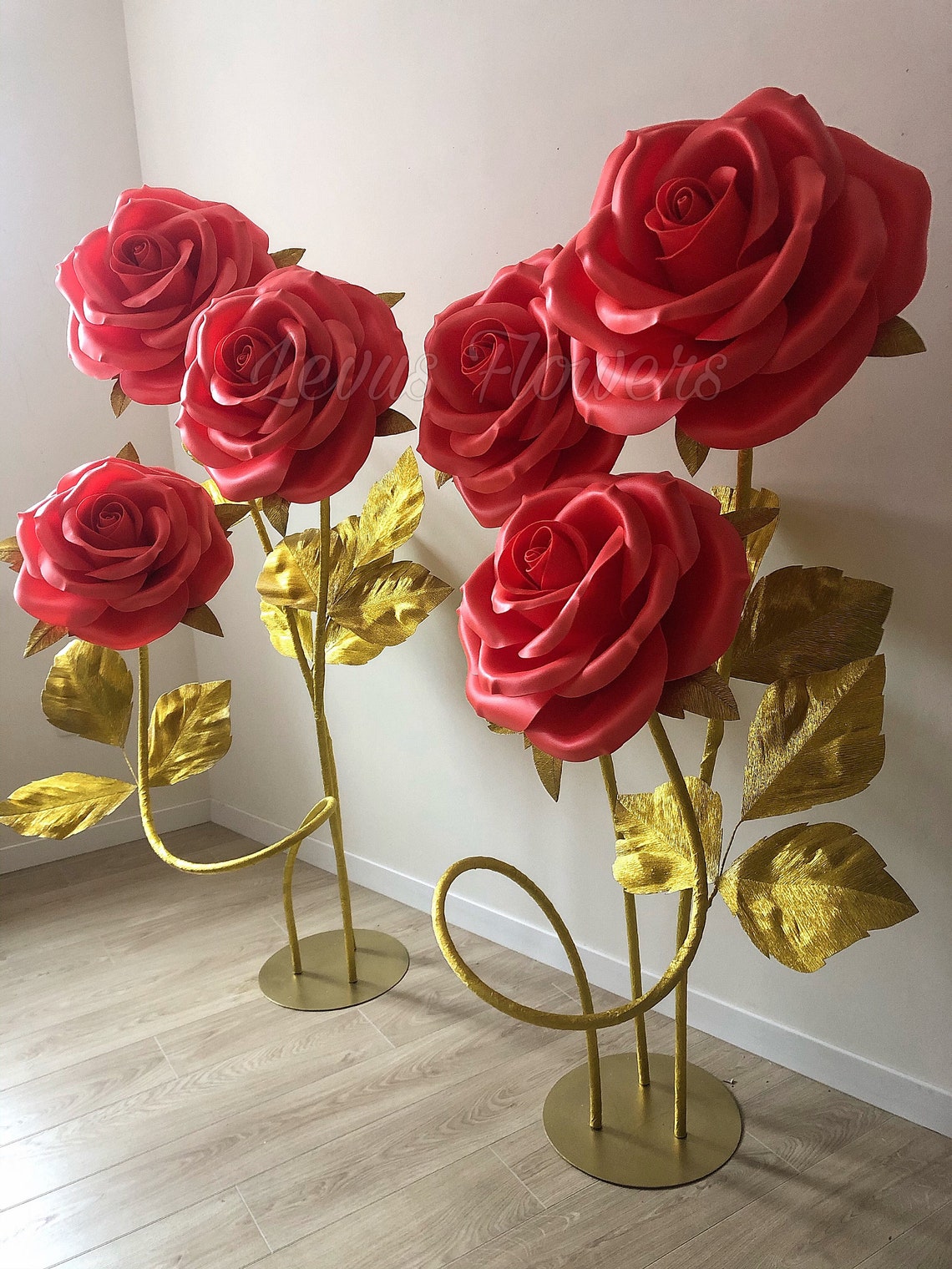 Large Red Flowers Photo Wall Giant Foam Flower With Stand Etsy