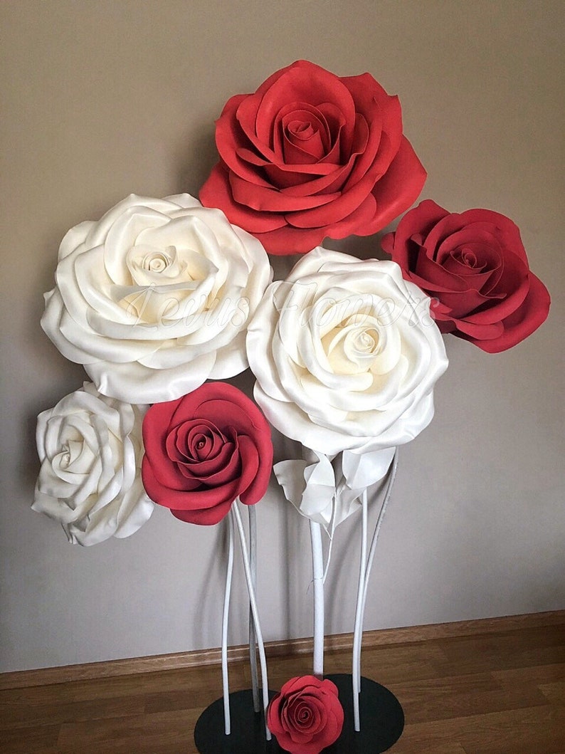 Giant Foam Standing Flowers Set Foam Flowers With Stems Etsy