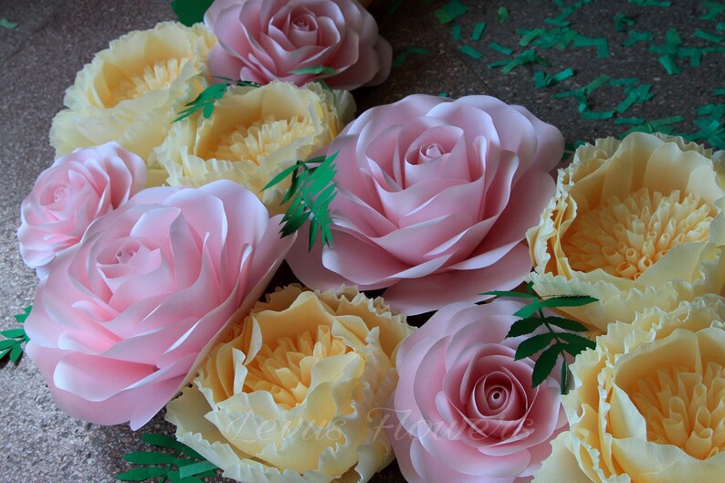 Paper Flowerswedding Decorcrepe Paper Flowerslarge Paper Etsy