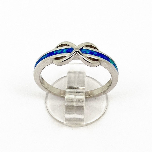 Blue Opal infinity band silver ring, Sterling silver 925, Greek jewellery, Bijoux Grec opale, griechischen schmuck, anello opale Greco ,