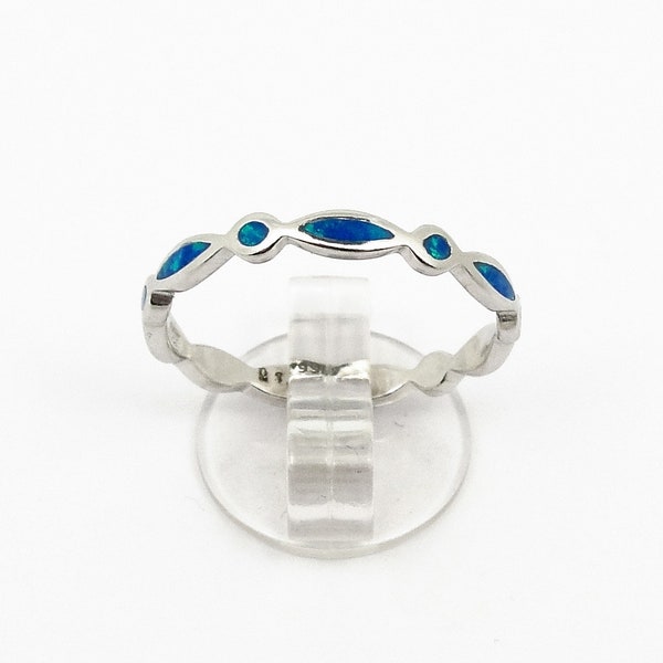 Blue Opal band silver ring, Sterling silver 925, Greek jewellery, Bijoux Grec opale, griechischen schmuck, anello opale Greco ,