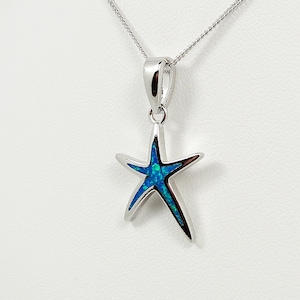 Blue Opal Starfish Pendant: Handmade Sterling Silver Greek Jewelry