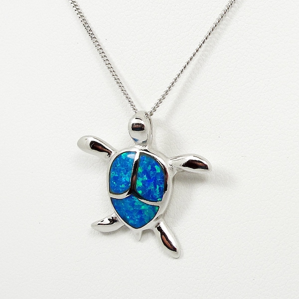 Blauer Opal Schildkröte Anhänger: Sterling Silber Griechischer Schmuck