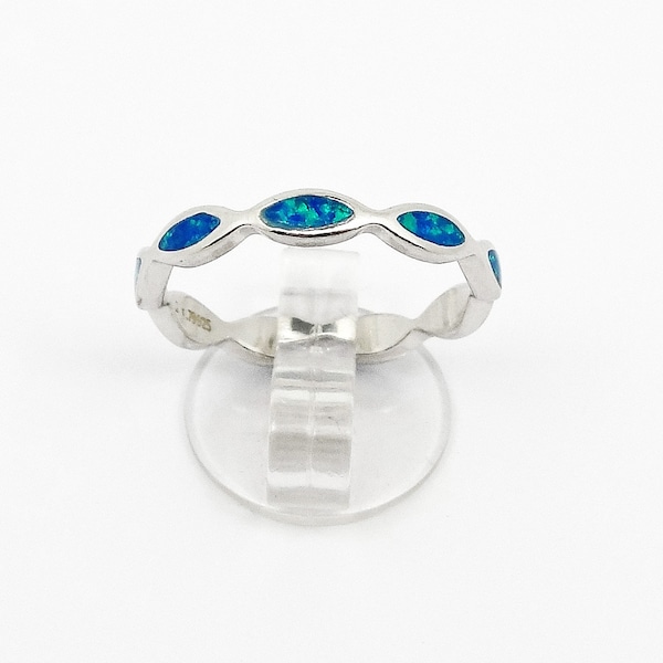 Blue Opal band silver ring, Sterling silver 925, Greek jewellery, Bijoux Grec opale, griechischen schmuck, anello opale Greco ,