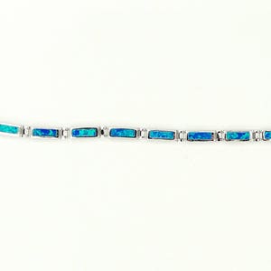 Blue Opal Sterling Silver Bracelet - Adjustable Greek Bracelet