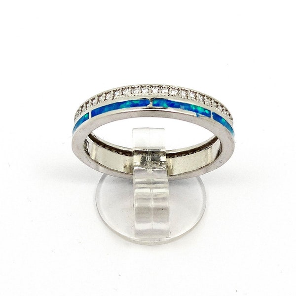 Blue Opal band silver ring, Sterling silver 925, Greek jewellery, Bijoux Grec opale, griechischen schmuck, anello opale Greco ,