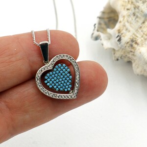 San Valentino per lei/ Ciondolo cuore d'argento con zircone/ Gioielli greci/ Herz Anhänger/ griechischer Schmuck/ pendentif coeur