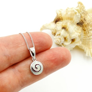 Tiny Opal Necklace: Sterling Silver Greek Spiral Pendant