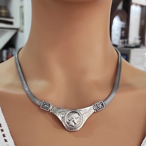 Handmade Sterling Silver Athena Necklace: Greek Coin Jewelry