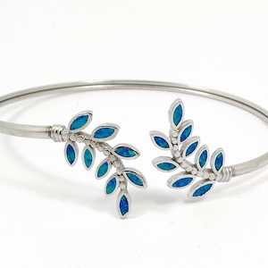 Armband med blått opal och olivblad: Grekiska smycken i sterlingsilver