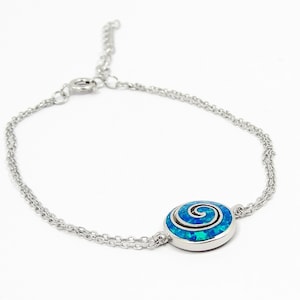 Blue opal Spiral bracelet made of silver 925, Greek Jewelry from Greece, Bijoux Grecs bracelet  argent, Opale Bleue, Gioielli greco argento