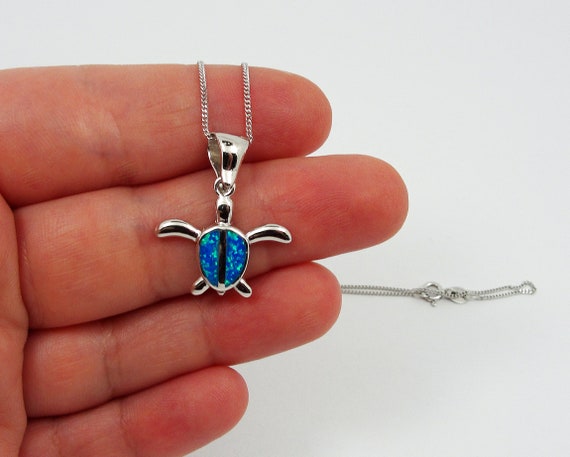 Jewelry 925 Sterling Silver Blue Opal Sea Turtle Necklace Birthday Gifts  Health | eBay