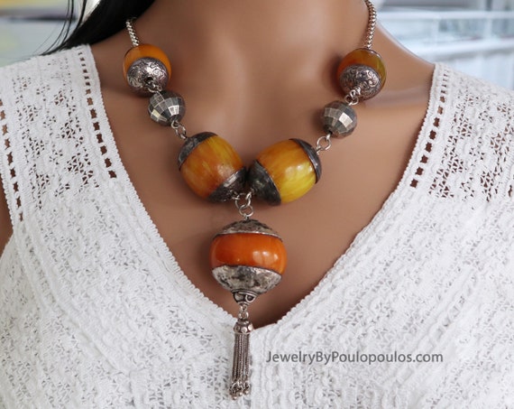 Buy Amber Necklace Big Original Amber Chunky Necklace Tassel