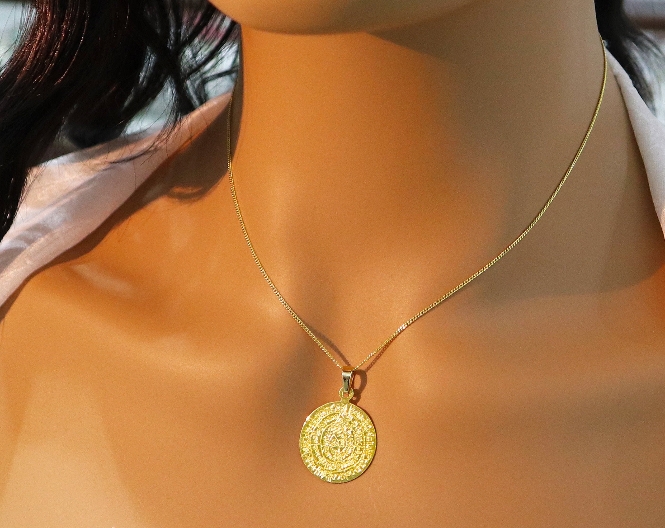 Gold 14k Big Phaistos Disc Pendant 