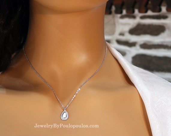 925 Sterling Silber Halskette Mit Opal Tropfen - Verstellbar 40-45 Cm, Weißer/blauer Opal, Edles Geschenk