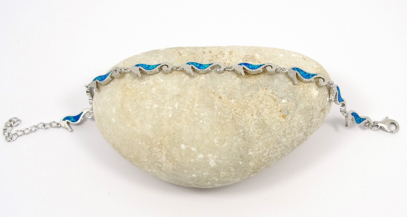Blue opal seahorse Hippocampu bracelet in Silver Greek jewelry griechischer Schmuck Seepferdchen Armband Hippocampe bracelet Bijoux grec