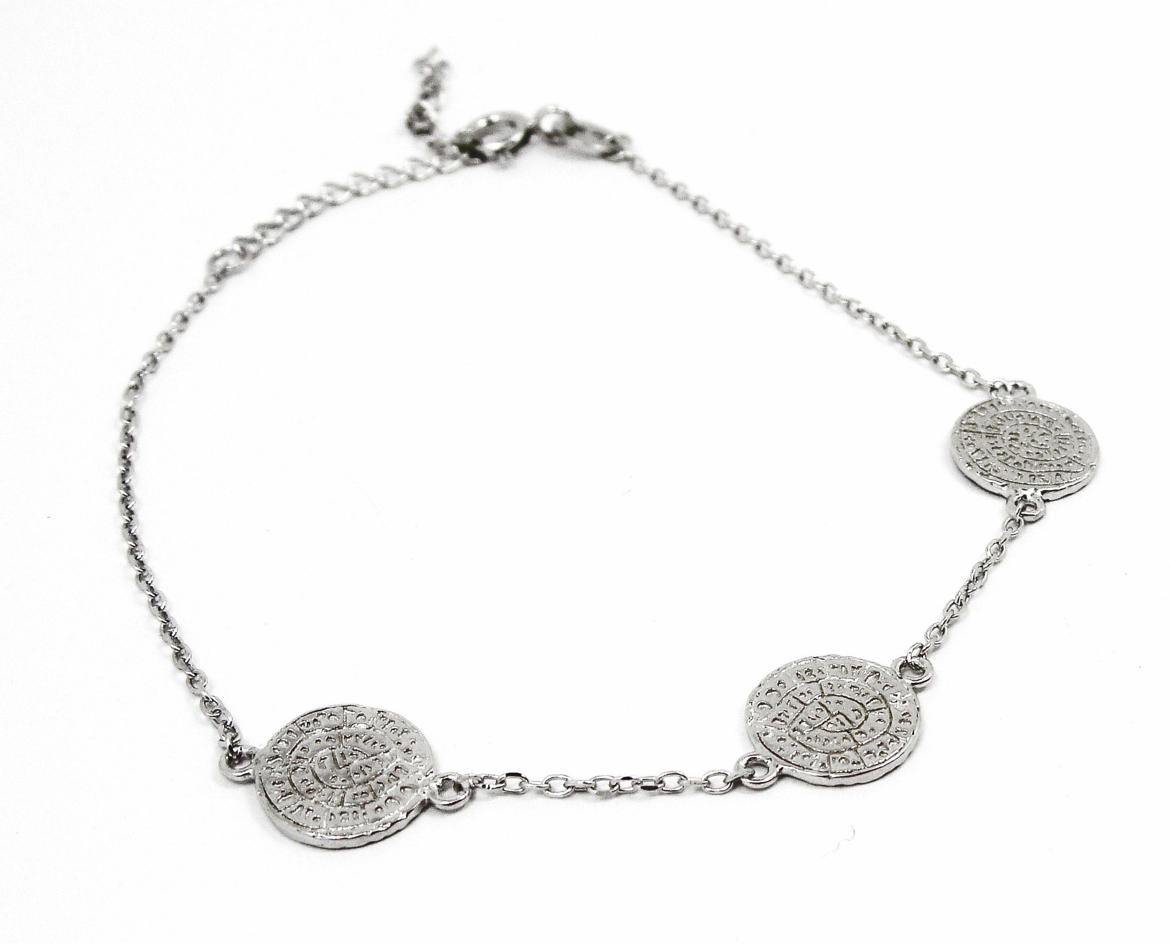 Phaistos Disc Bracelet Sterling Silver 18k Paltinum Plated | Etsy