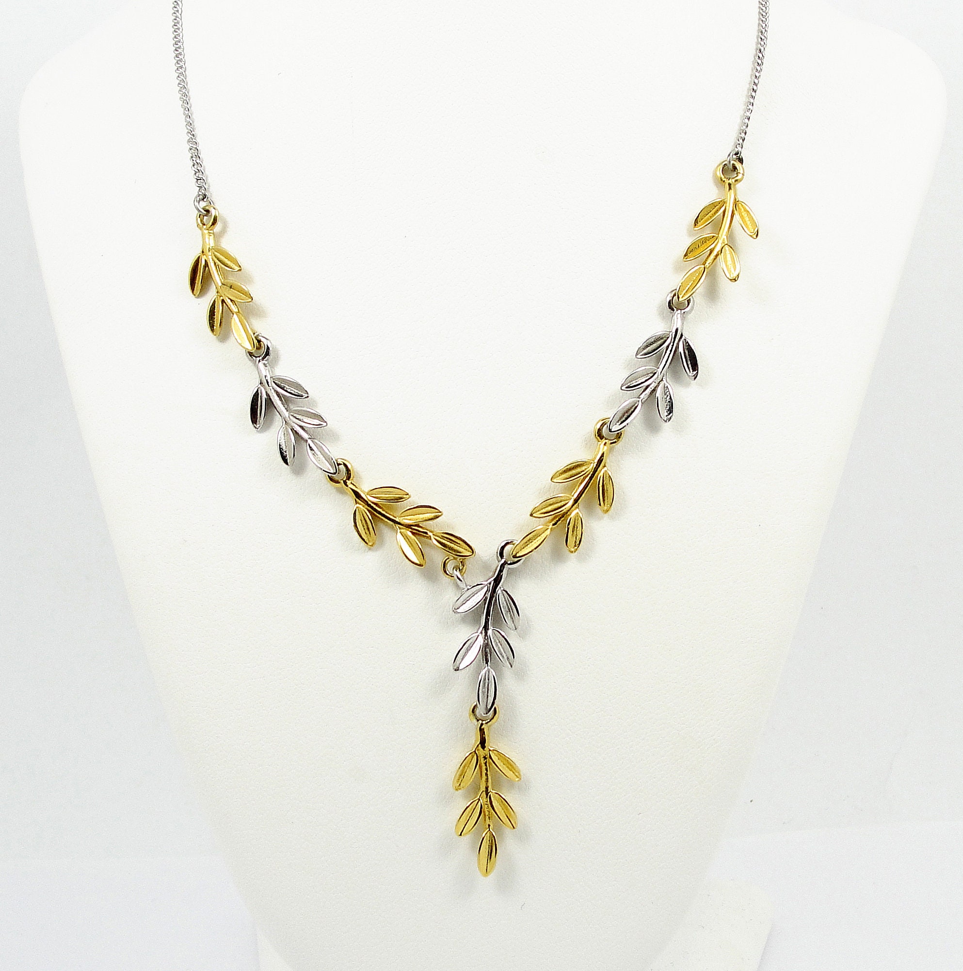 Olive Tree Branch Leaf Necklace Sterling Silver18k Gold - Etsy