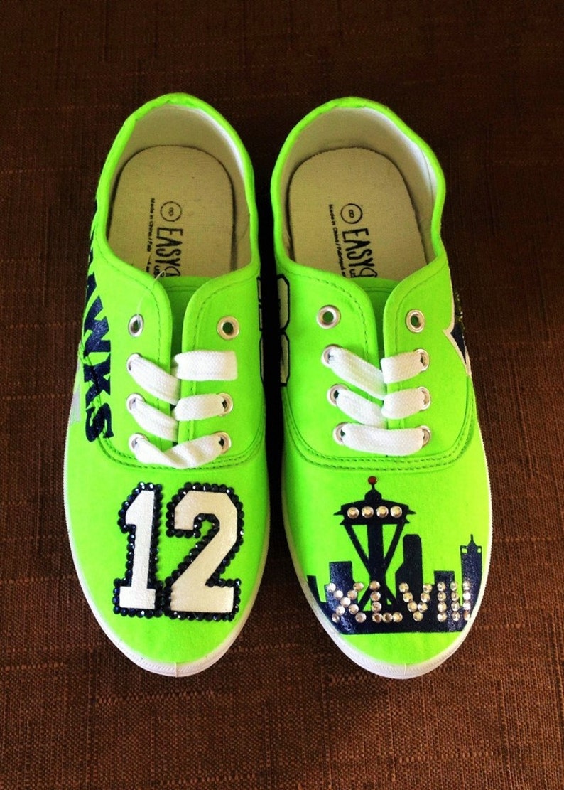Custom Hand Painted Seattle Seahawks Shoes Etsy
