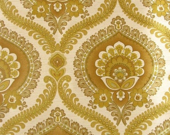 Carte da parati vintage originali e autentiche - Carta da parati damascata vintage anni '70 - Motivo floreale dorato