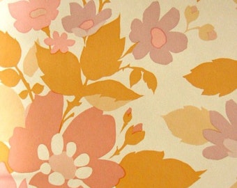 Vintage Wallpaper  by the Metre  - 70s  Wallpaper - Vinyl 70s TROPICANA  warm colors flower Wallpaper / cas under 8 cas 105