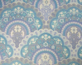 Original Vintage Wallpaper  by the metre- 70s vinyl  Wallpaper - Blue Marianne | cas 65