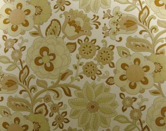 Authentic Original Vintage Wallpapers - Vintage 70s Floral VINYL Wallpaper - Retro Flower Power