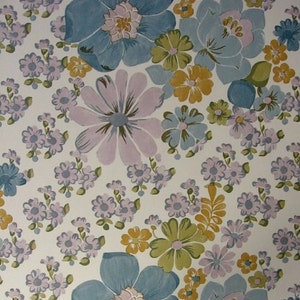 Carta da parati vintage al metro - Carta da parati anni '70 - carta da parati floreale anni '70 - sfondo bianco / cas anita D