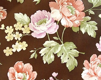 Papeles pintados vintage originales y auténticos: papel pintado floral vintage de los años 70 en marrón, rosa y verde (por metro)