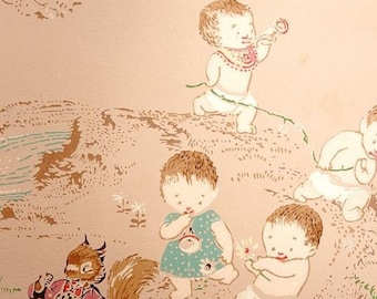 Papeles pintados vintage originales auténticos - Papel pintado vintage de los años 50 - Impresión infantil, venta por metro