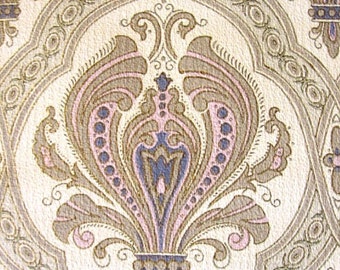 Authentic Original Vintage Wallpapers - Vintage Baroque Wallpaper – 1970s Gold Accent Wall Paper (by the meter)