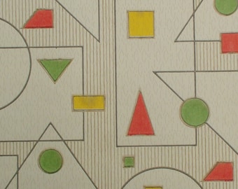 Carta da parati vintage al metro - Carta da parati anni '60 - Carta da parati geometrica astratta anni '60 cas 105