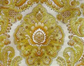 Carte da parati vintage originali e autentiche - Carta da parati damascata vintage anni '70 - Floreale retrò, oro
