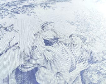 Authentic Original Vintage Wallpapers - Vintage 1950s Scenic Wallpaper, Landscape Print, Sold by the Meter