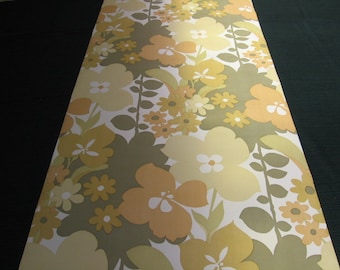 Authentic Original Vintage Wallpapers - Vintage 70s Floral VINYL Wallpaper - Retro Home Decor