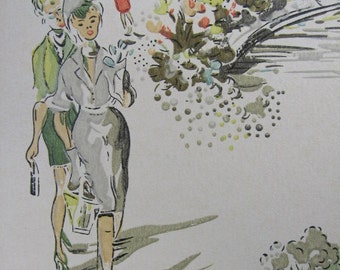 Carta da parati vintage al metro - Carta da parati anni '50 - Carta da parati vintage di fine anni '50