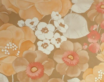 Authentic Original Vintage Wallpapers - Vintage 70s Floral VINYL Wallpaper – Retro Silent Flowers