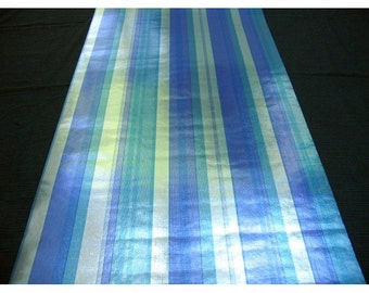 Authentic Original Vintage Wallpapers - Vintage 70s Striped Wallpaper - Blue Metallic Stripe, Sold by the Meter